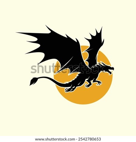 Flying Dragon Silhouette in the Moon