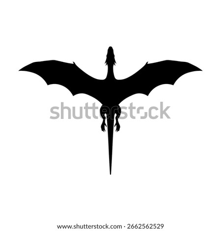 Flying dragon silhouette vector flat design on white background.