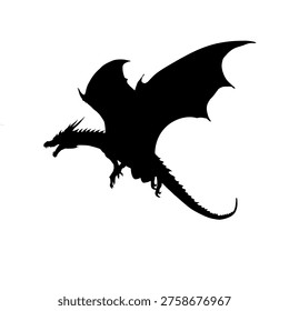 Flying dragon silhouette - vector iillistration