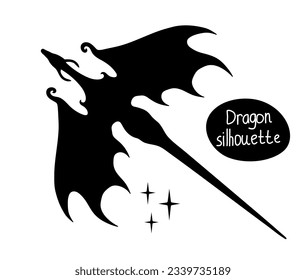 Flying dragon silhouette. Vector illustration