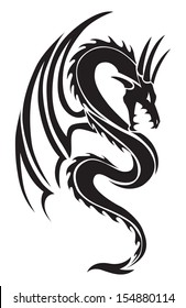 Vector Image Black Winged Dragon Medieval Stock Vector (Royalty Free ...