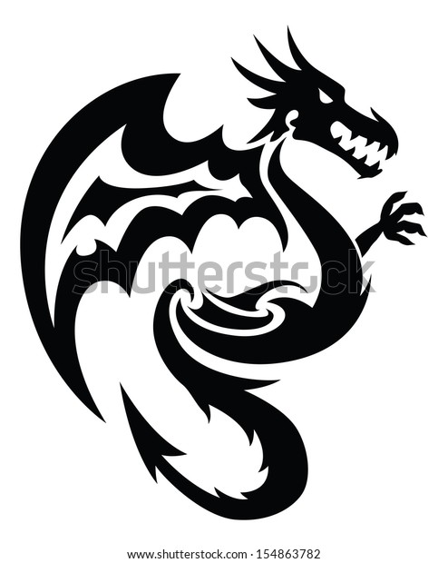 Flying Dragon Tattoo Design Vintage Engraved Stock Vector (Royalty Free ...