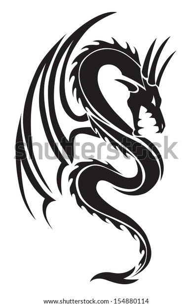 Flying Dragon Tattoo Design Vintage Engraved Stock Vector (Royalty Free ...