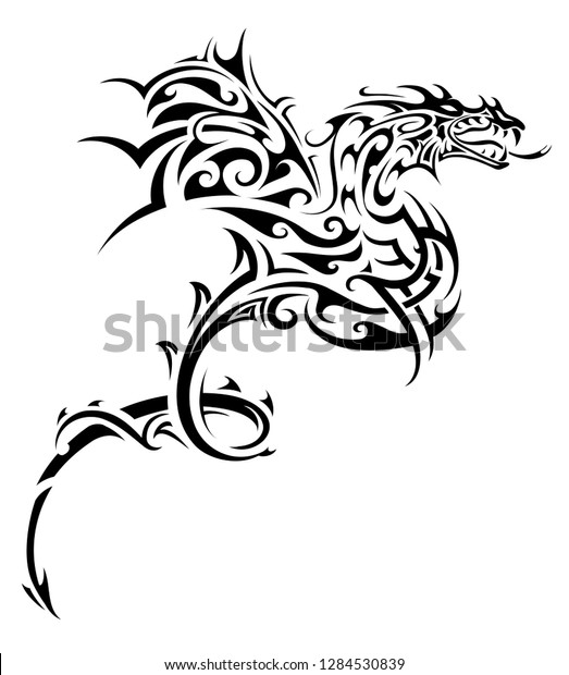 Flying Dragon Tribal Art Tattoo Stock Vector (Royalty Free) 1284530839 ...