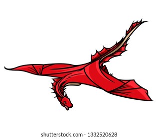 flying dragon, zodiac symbol, company logo, vector dragon emblem