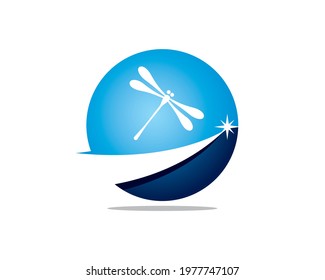 flying dragonfly above a path to star	
