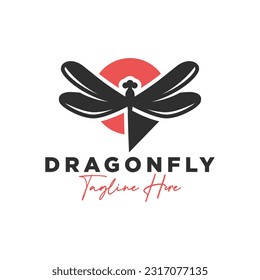 flying dragonfly chat logo design