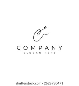logotipo de libélula voadora com combinação de letra C em linha contínua ilustração estilo de design