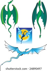 Flying Dragons. Several different dragons