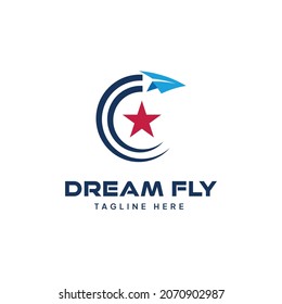 Flying dream logo vector on white background