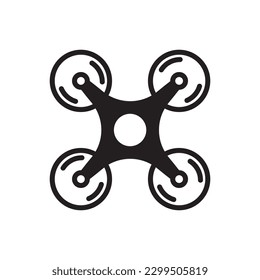 Flying Dronflach Schild Design. Drohnenvektorsymbol. Drohnensymbol-Piktogramm. UX-UI-Symbol 