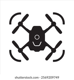 Flying Drone Icon. Simple Silhouette vector icon of a drone.