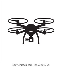 Flying Drone Icon. Simple Silhouette vector icon of a drone.