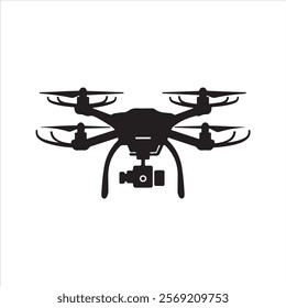 Flying Drone Icon. Simple Silhouette vector icon of a drone.
