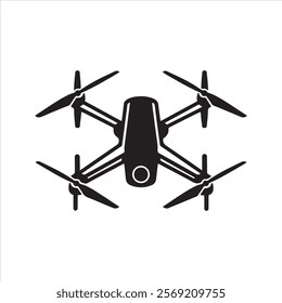 Flying Drone Icon. Simple Silhouette vector icon of a drone.