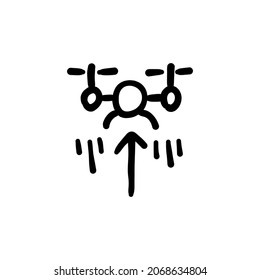 flying drone icon in vector. Logotype - Doodle