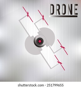 flying drone inclined in gray color over degrade texture background