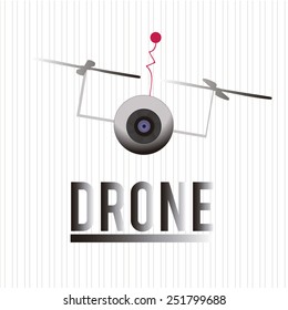flying drone inclined, in gray degrade over white color background