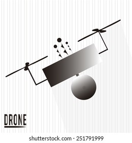 flying drone inclined over white color background