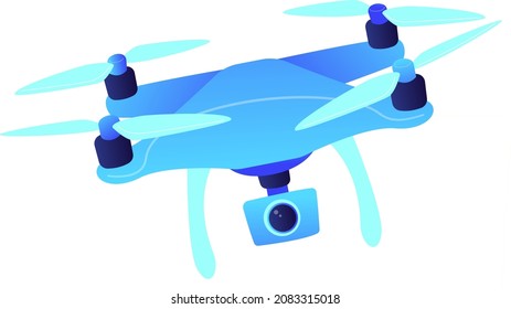 Flying drone isolated on white background. Drone delivery vector illustration. 
