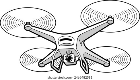 The flying drone isolated on white background