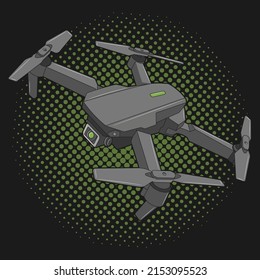Flying drone, isolated vector illustration Design for stickers, logo, web and mobile app