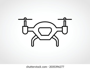 Flying Drone linear vector icon. Surveillance, areal photography