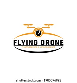 Flying Drone Logo Design Template. Suitable for Photography Videography Multimedia Broadcasting Delivery Company Business Corporate Brand Simple Modern Logo Design.