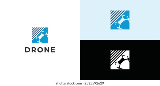 Flying drone logo design logo template illustration.