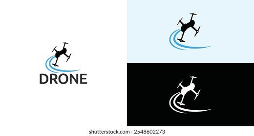 Flying drone logo design logo template illustration.