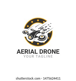 Flying Drone Logo Design Vector Icon Template