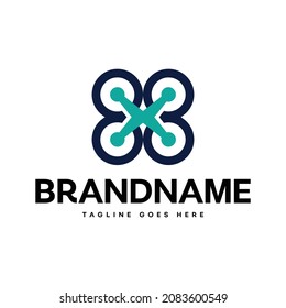 Logotipo técnico minimalista de drones voladores