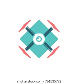 Flying Drone Modern Logo Design. Vector Template. Concept Icon