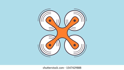 Flying drone on the background of blue sky