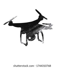 flying drone on white background, vector illustration