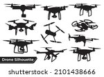 Flying Drone Silhouette vector illustration