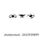 Flying drone silhouette vector illustration. Military drone silhouettes can be used as icons, symbols, and signs.