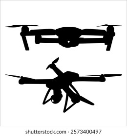 Flying Drone Silhouette vector illustration