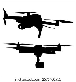 Flying Drone Silhouette vector illustration