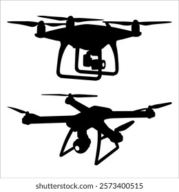 Flying Drone Silhouette vector illustration