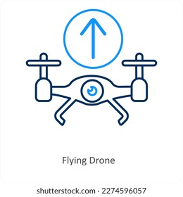 flying drone and technology icon concept