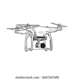 flying drone whit camera drawing
