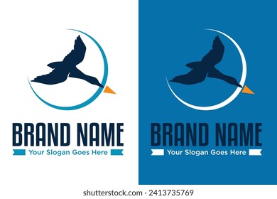 flying duck arrow illustration vector logo design
