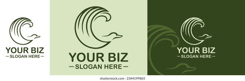 Flying Duck combined with wave as his wing logo concept