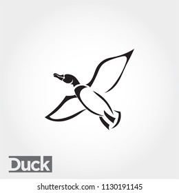 flying duck, goose, swan art logo