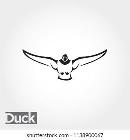 Flying duck, goose, swan logo art