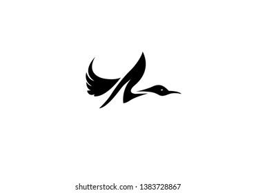  Flying up duck, goose, swan logo art