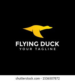 Flying Duck, Goose, Swan Logo Design Template