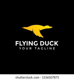 Flying Duck, Goose, Swan Logo Design Template