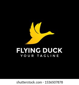 Flying Duck, Goose, Swan Logo Design Template